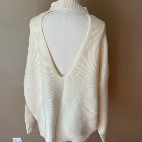 ($20) Back Cutout Ribbed Turtleneck Knit Tunic Sweater - Picture 3 of 6